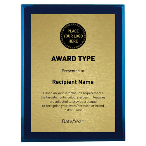 Timber Plaque Gloss Blue Printed