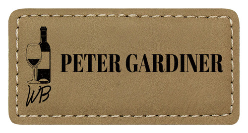 Leatherette Name Badge - Khaki/Black Engraved