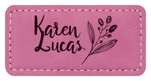 Leatherette Name Badge - Pink/Black Engraved