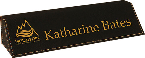 Black Leatherette Desk Wedge Name Bar Engraved LL06BK8