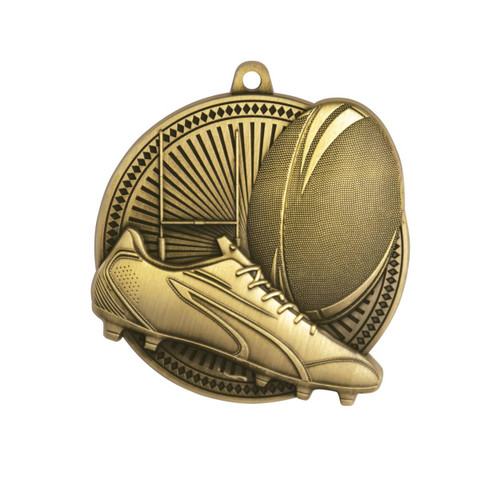 Tempo Series Rugby Medal Antique Gold