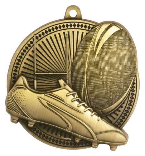 Tempo Series Rugby Medal Antique Gold