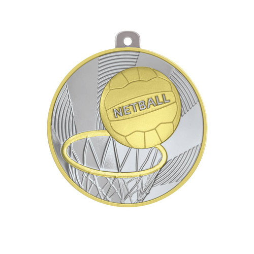 Lumina Series Netball Medal Shiny Silver/Gold
