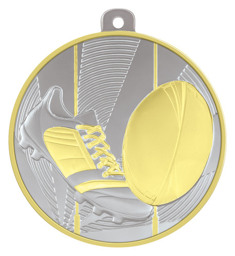 Lumina Series Rugby Medal Shiny Silver/Gold