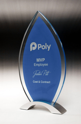 Ignite Series Flame Blue Glass Award