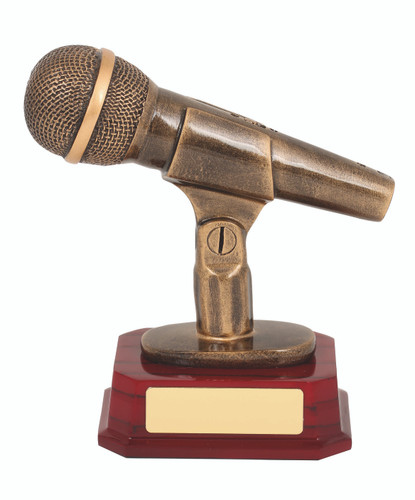 Microphone Trophy Antique Gold