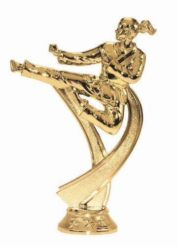 Karate Flying Kick Female Figure on base Trophy