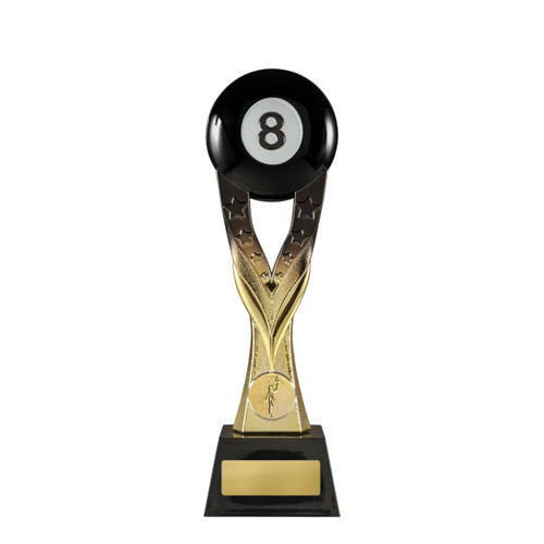 Atlas Series Gold Black Eight Ball Trophy 260mm