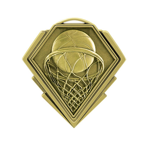 Diamond Basketball Medal Gold/Gold