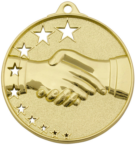 Hollow Star Handshake Medal Gold MH927G