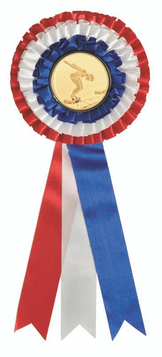 Triple Ribbon Rosette 130mm Red/White/Blue