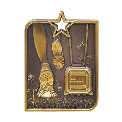 Rectangle Medal Cross Country Gold