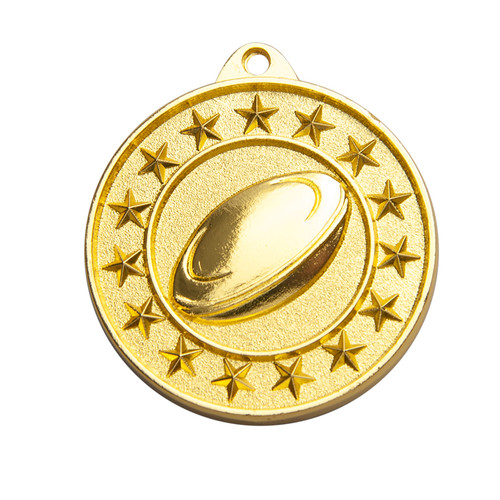 Shooting Star Rugby Medal Gold