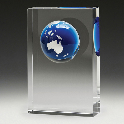 Crystal Plaque Blue Globe BG131