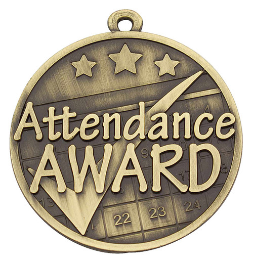 Word Medal Attendance Award Antique Gold MW102G