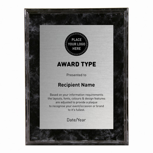 Marble Finish Timber Plaque Printed - Black