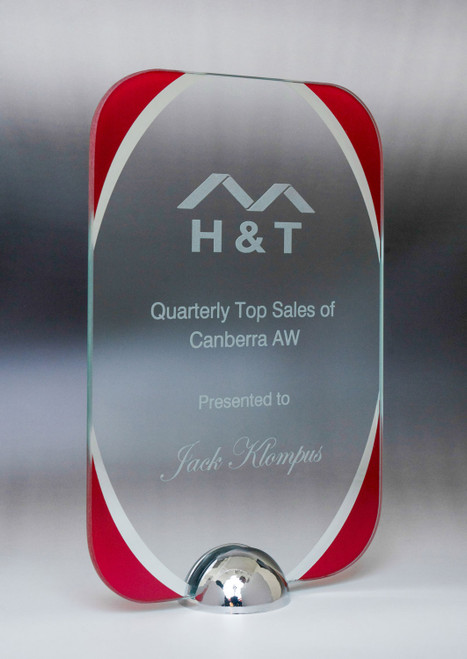 Millenium Series Rectangle Red Glass Award