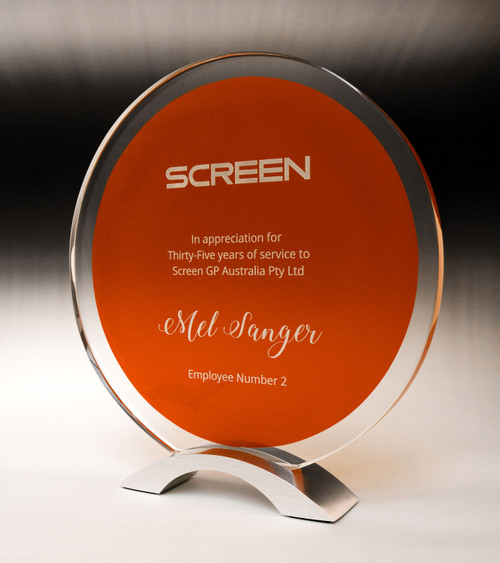 Ignite Series Round Red Glass Award