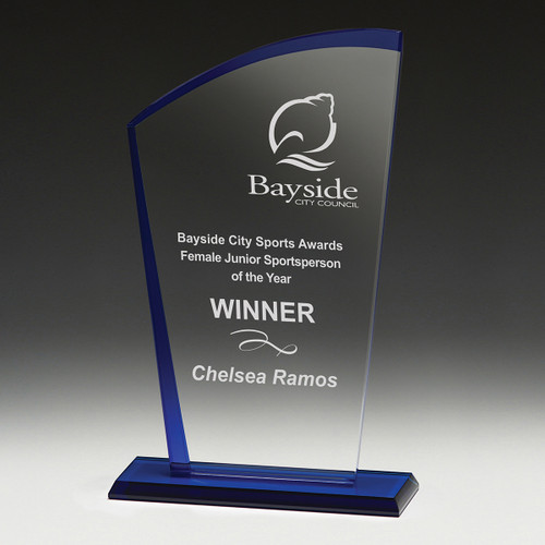 Shadow Series Curved Peak Glass Award - Engraved