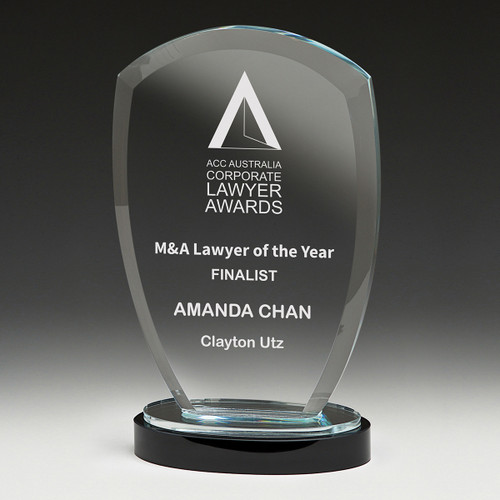 Odyssey Series Curved Glass Award - Engraved
