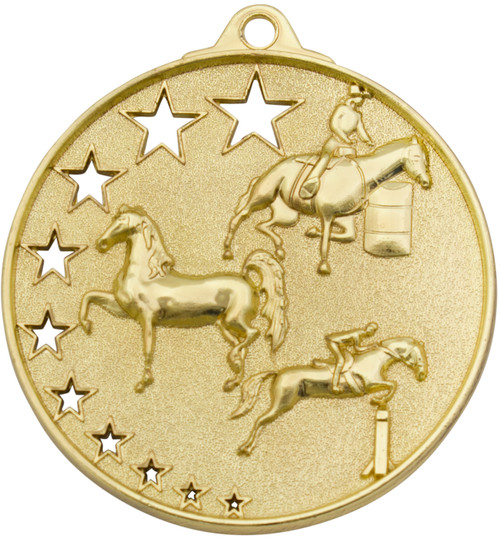 Hollow Star Series Horse Medal Gold