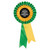 Double Colour Ribbon Rosette 120mm Green/Yellow