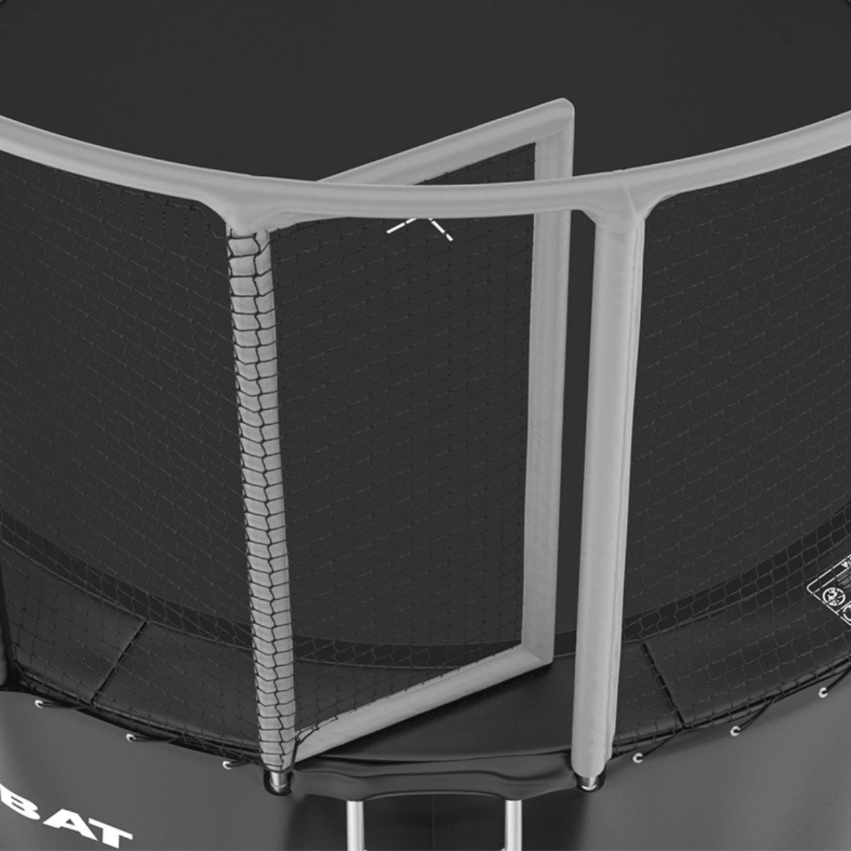 Close-up of the self-closing door on the Akrobat Gallus Plus safety net