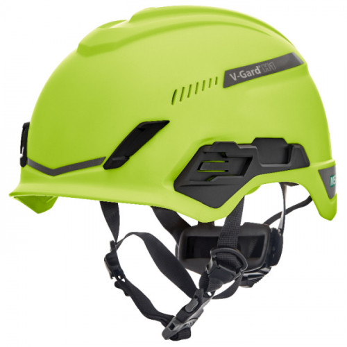 MSA V-Gard H1 Safety Helmet, Trivent, Hi-Viz Yellow/Green, Fas-Trac III Pivot, ANSI, EN124