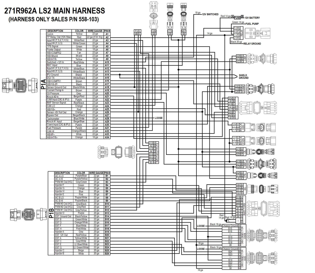 558-103 Holley EFI LS2/3/7+ (58x/4x) Engine Main Harness