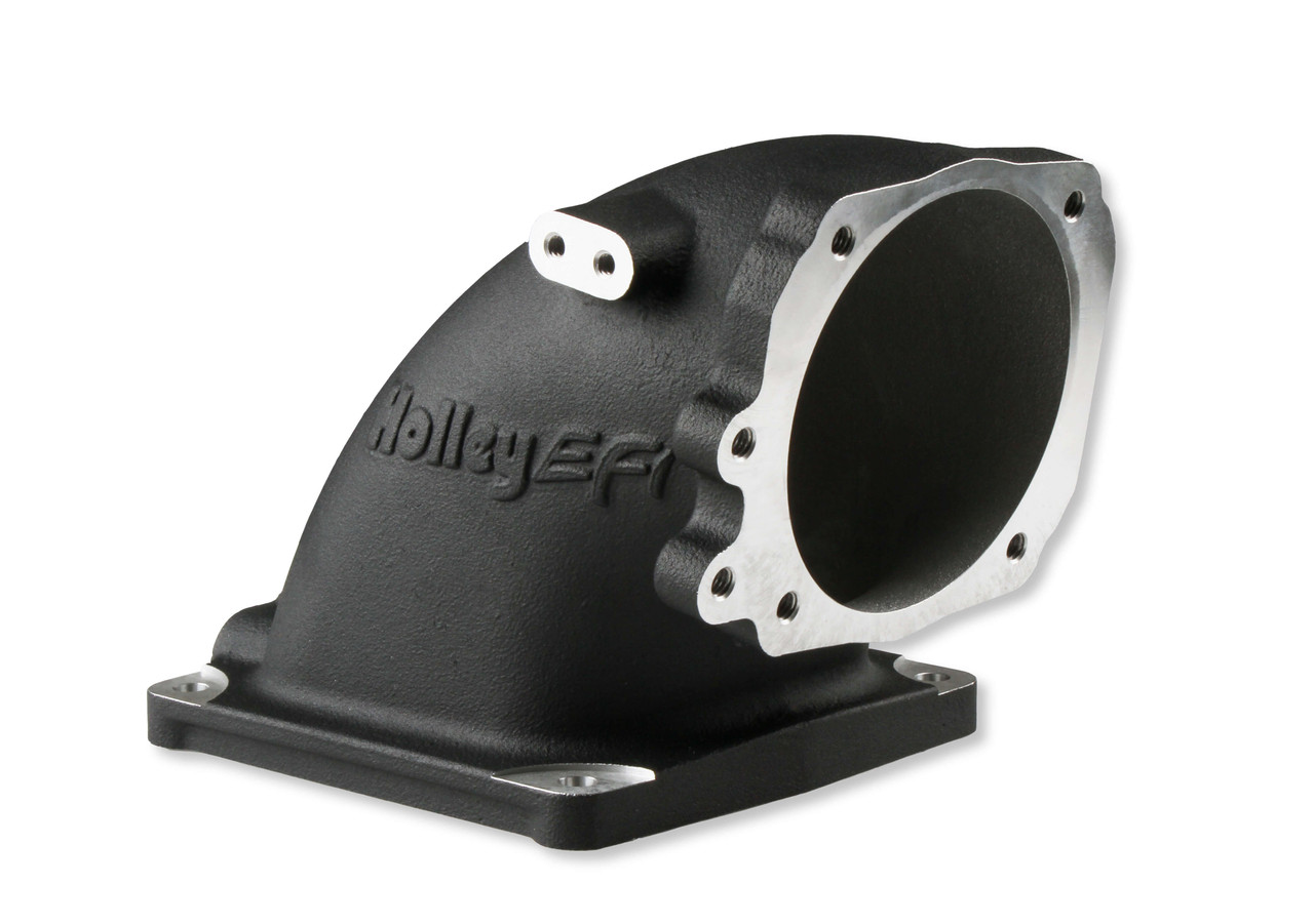 300-249BK Holley EFI Cast Aluminum 4500 EFI Throttle Body Intake Elbow-Ford 5.0 to 4500-Black Finish