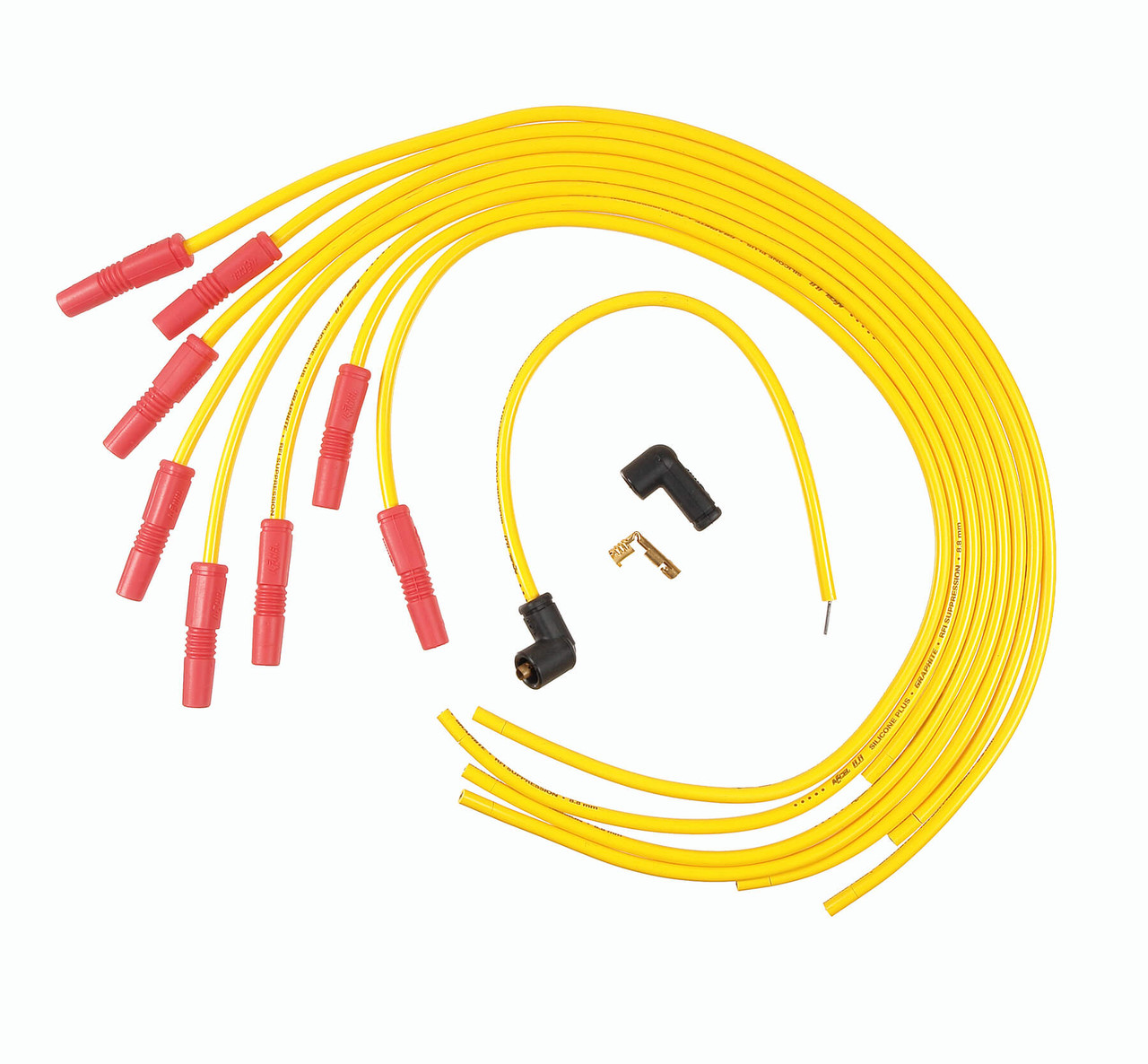 8022ACC Accel Spark Plug Wire Set - Spiral Core 8.8mm - Universal Fit - Straight Boots - Yellow