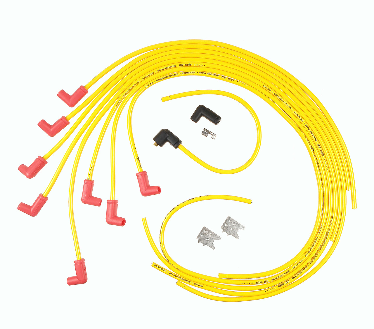 8021ACC Accel Spark Plug Wire Set - 8.8mm - Universal 90° Boots - Yellow