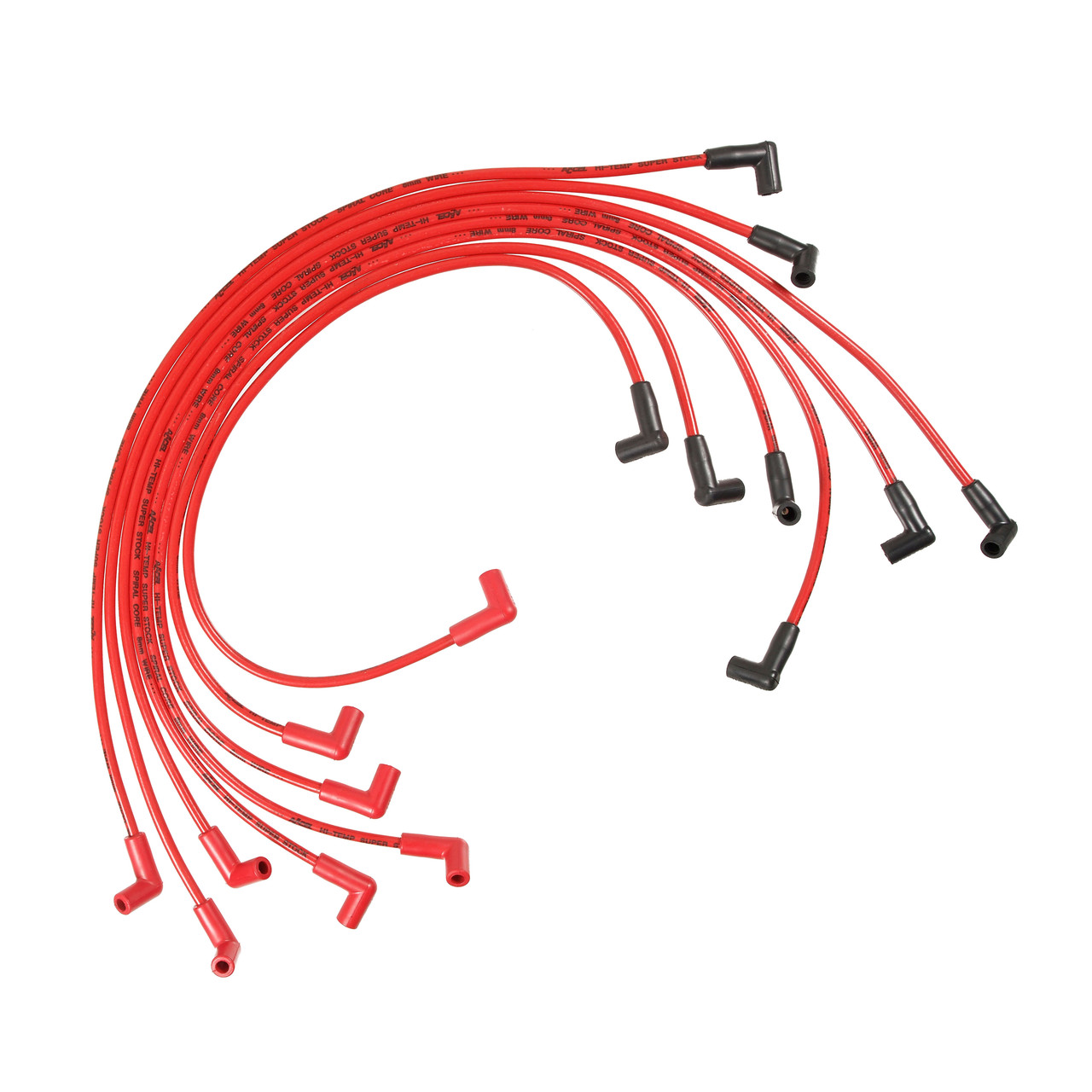 5148R Accel Spark Plug Wire Set - Super Stock Spiral 8mm - Holden V8 - Red