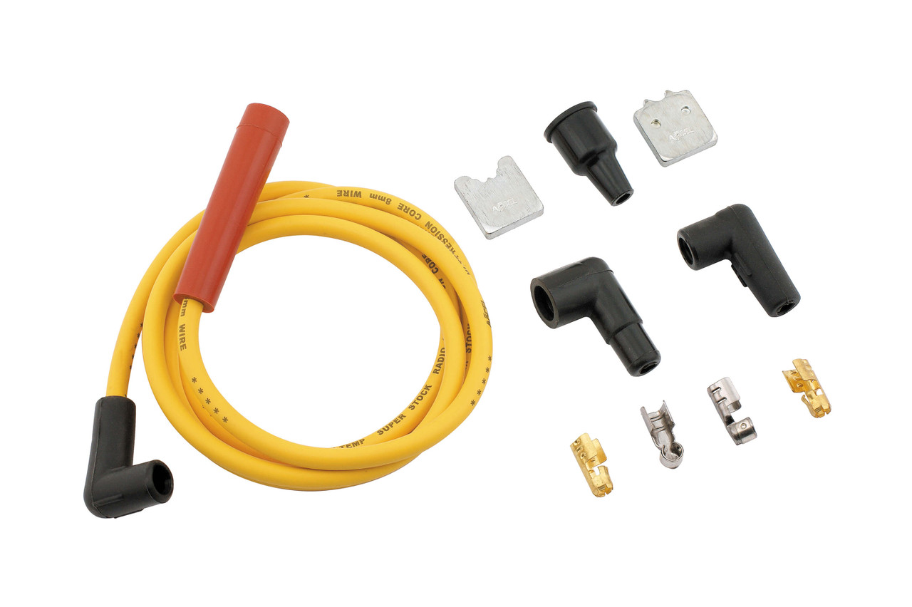 170500 Accel Single Wire Replacement Kit - Staight and 90° Spark plug boots - Universal - Yellow