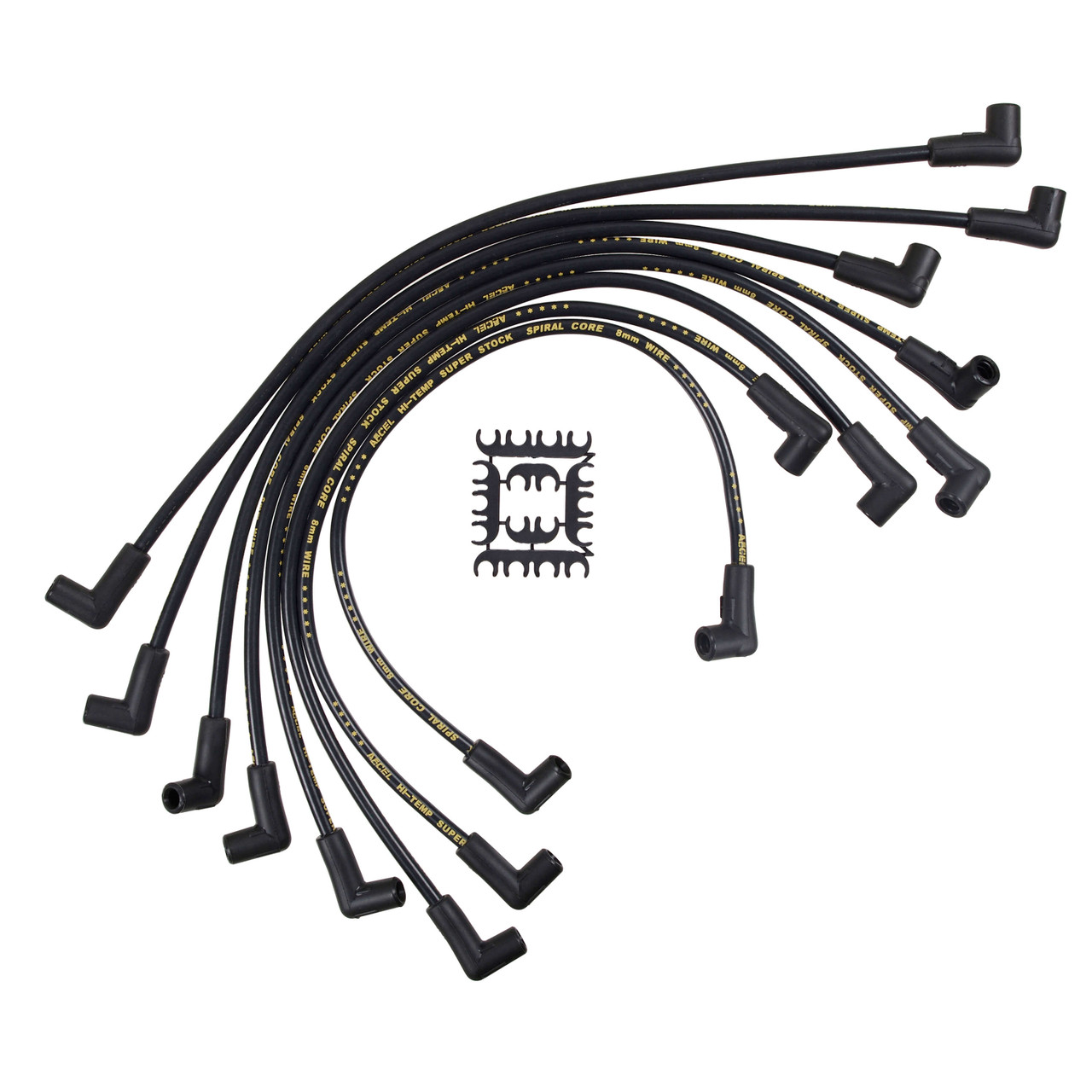 5055K Accel Spark Plug Wire Set - 8mm Super Stock - HEI Corrected Cap - Ferro-Spiral - Black