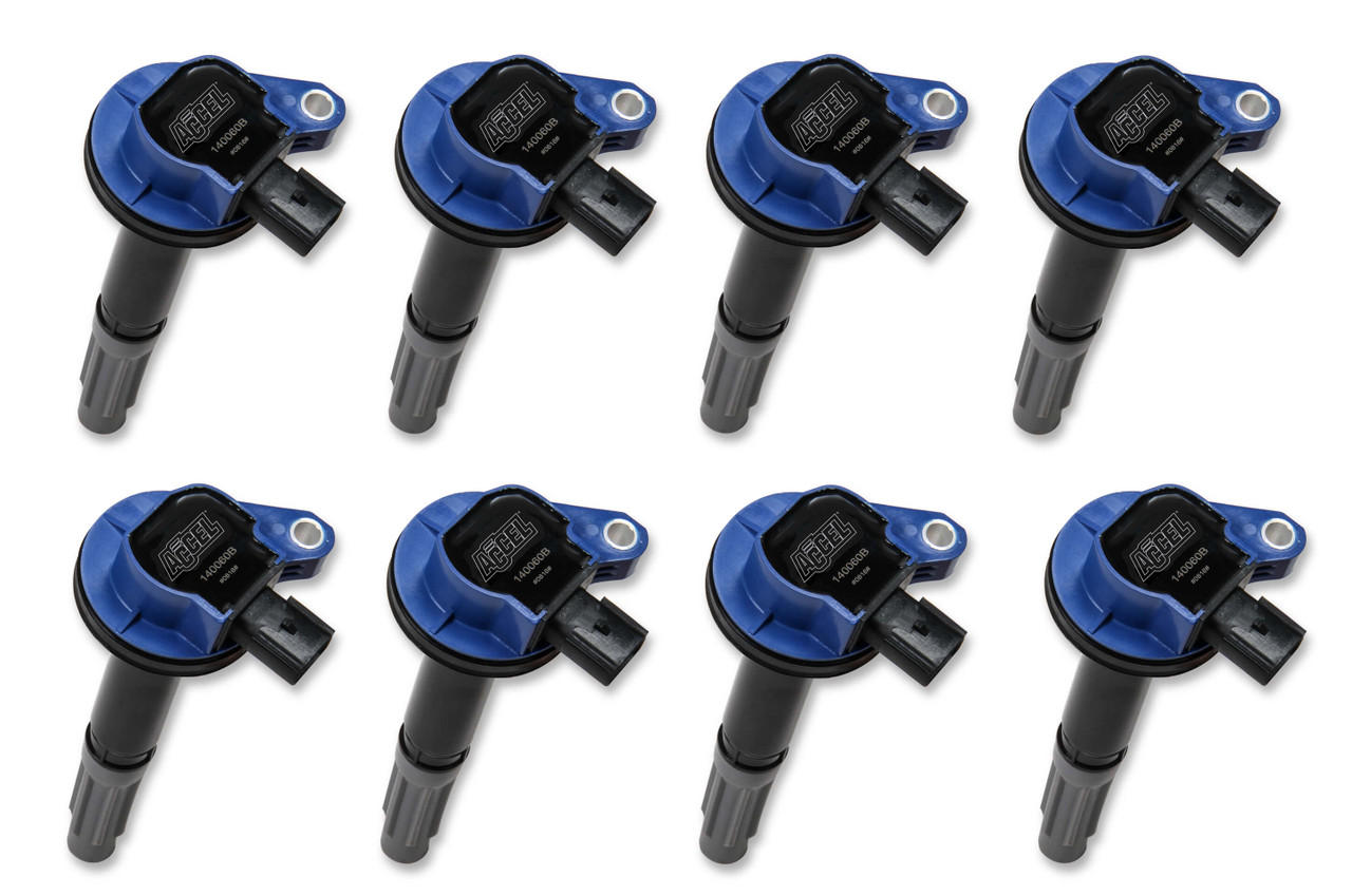 140060B-8 Accel Super Coils for Ford 5.0L Coyote Engine - 2011 and Up, Blue 8-Pack