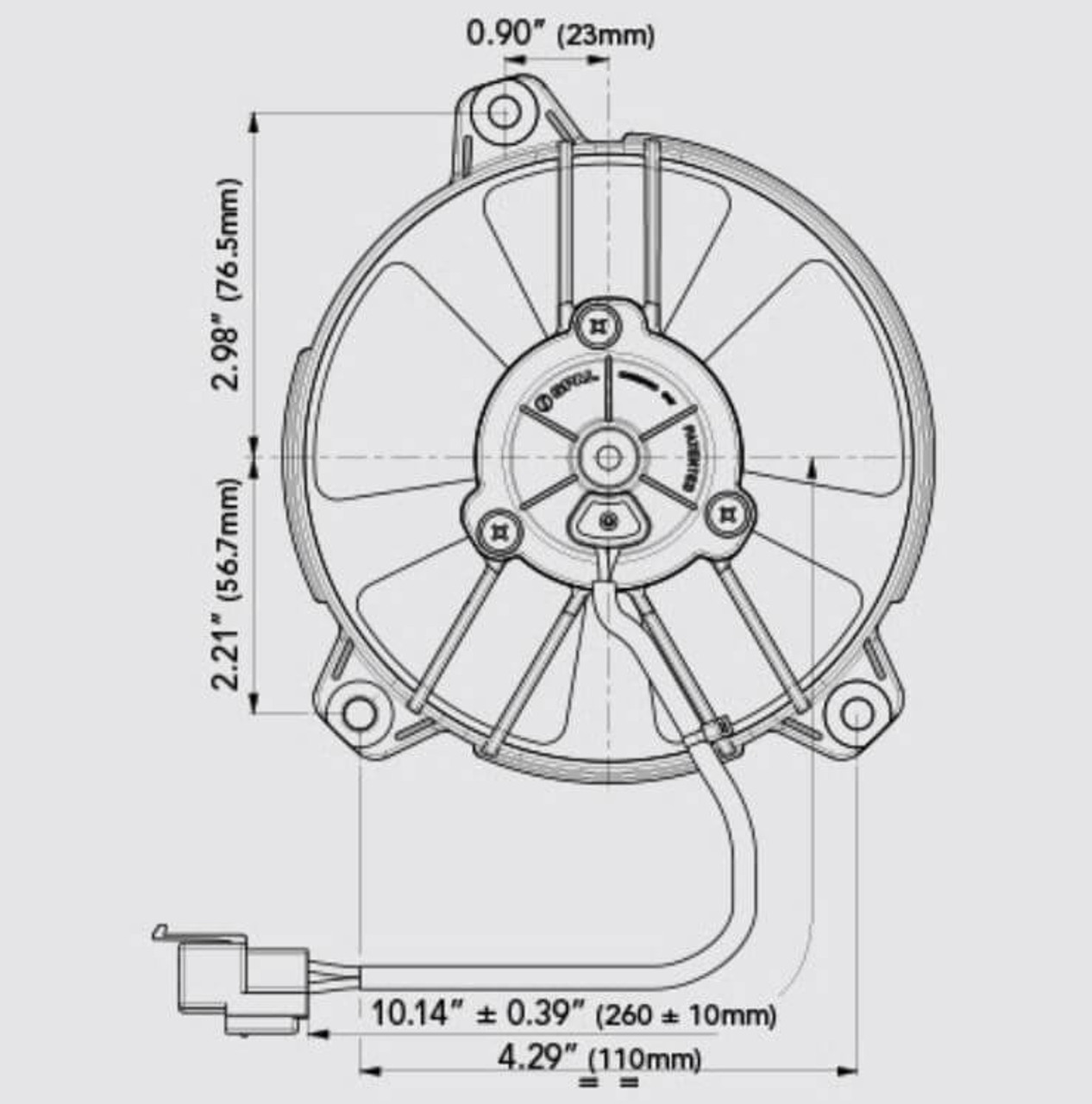 30103013 SPAL® 5.2" Inch Electric Fan Pusher Low Profile 307CFM 5 Paddle blades