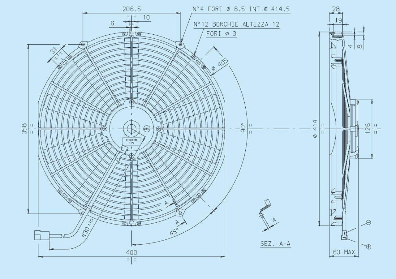 30101516 SPAL® 16" Electric Fan Puller Medium Profile 1604 CFM 10 Straight blade