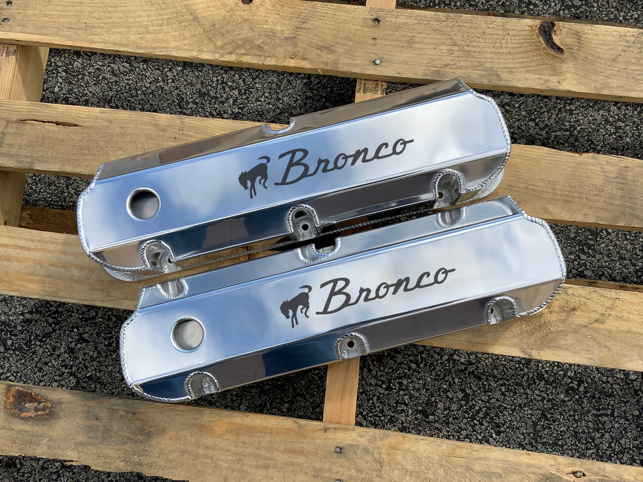 Small Block Ford 289 302 351W Custom etched Fabricated Valve Cover for Bronco