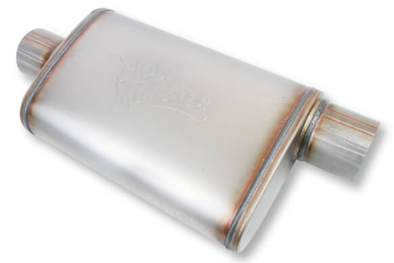 11229-FM FLOWMONSTER Stainless Muffler- 3" CENTER IN/3" OFFSET OUT