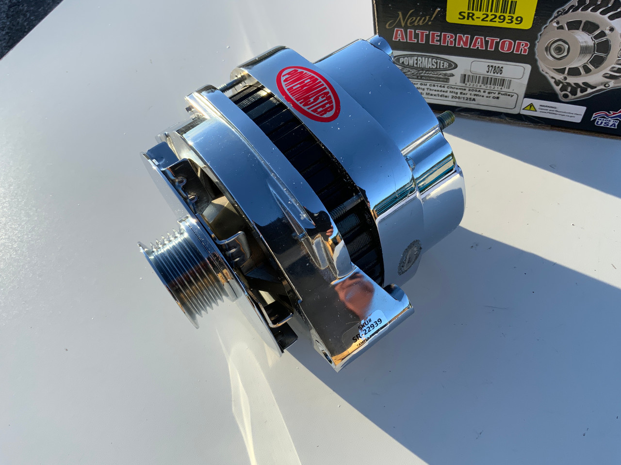 37806 Powermaster Street Alternators 200 Amp Chrome GM serpentine