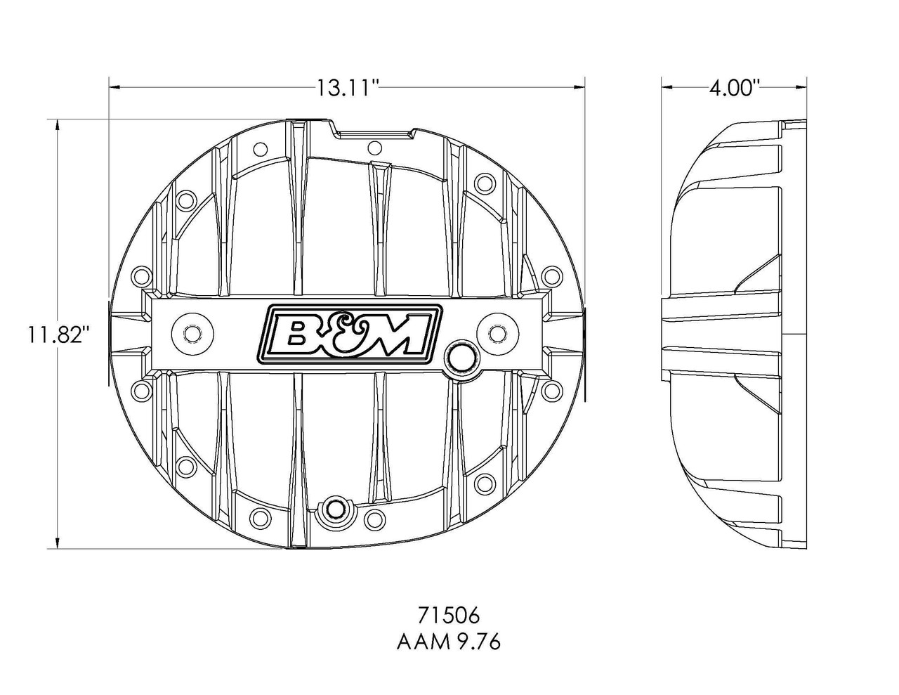 71506 B&M Hi-Tek Aluminum Differential Cover for Silverado 1500 Black 9.5 9.76