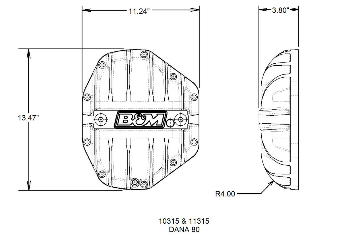 10315 B&M Hi-Tek Aluminum Differential Cover for Dana 80