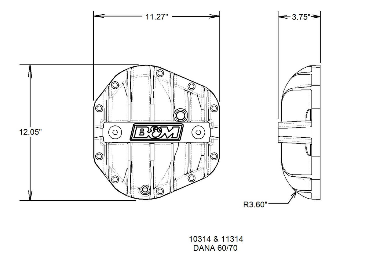 10314 B&M Hi-Tek Aluminum Differential Cover for Dana 60/70