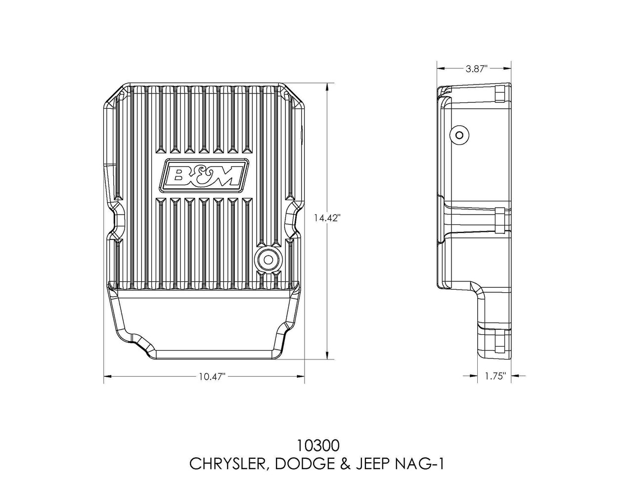 10300 B&M Hi-Tek Deep Transmission Pan -  Aluminum