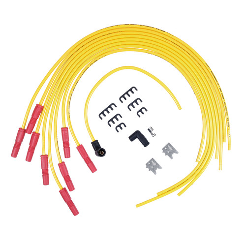 8033 Accel Spark Plug Wire Set - 8.8mm - Spiral Suppression Wire - Universal Set with Vari-Angle Boots - Yellow