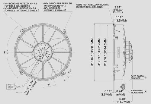 30103202 SPAL® 12" Electric Fan Puller Style Extreme 1870 CFM 7 Curved blade