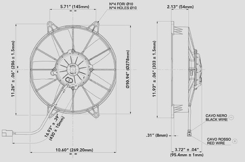 30102057 SPAL® 10" Electric Fan Puller High Performance 1115 CFM 5 Paddle blades