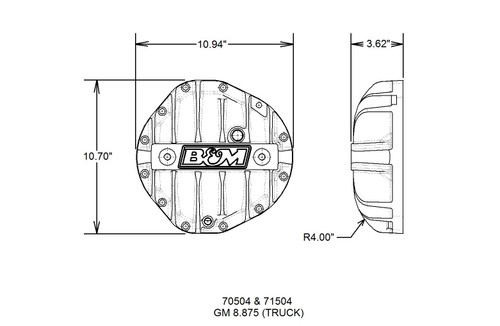 70504 B&M Hi-Tek Aluminum Differential Cover for GM 8.875-inch 12-bolt Truck