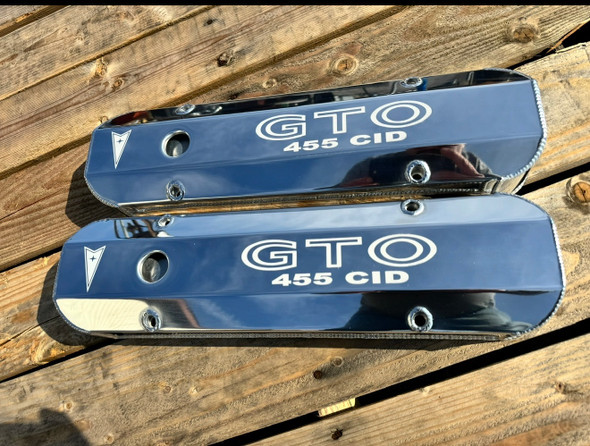 GTO Polished Aluminum Fabricated Valve Covers Laser etched
